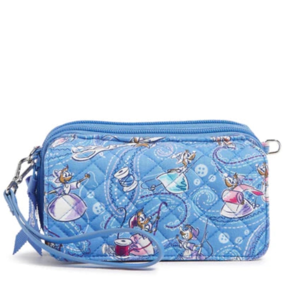 Vera Bradley Cinderella Paisley Friends RFID Blue Quilted Wristlet/ Crossbody